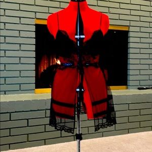 Sheer black lace Victoria’s Secret chemise.